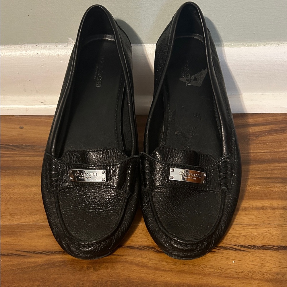 Black Coach Leather Loafers Women’s Size 8